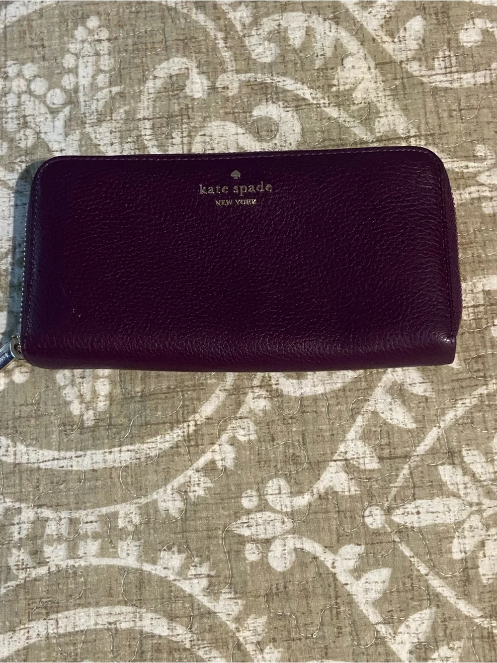 kate spade Plum Leather Zip Around Wallet - Deep Berry
